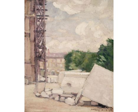 * Roche (Marcel, 1890-1959). Orléans, 1917, oil on thick card, signed, titled and dated 12-8-17 to lower right, 26.5 x 21 cm 