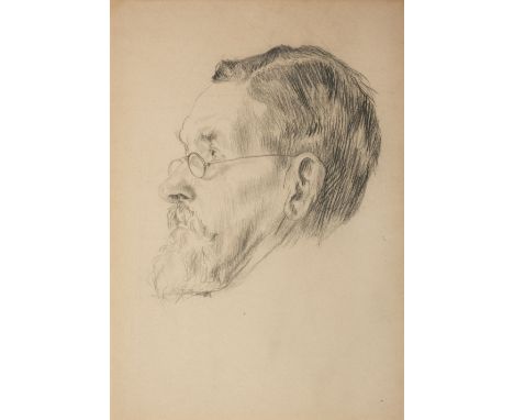 * Attributed to William Rothenstein (1872-1945). Portrait of the poet Robert Bridges (1844-1930), pencil on cream wove paper,