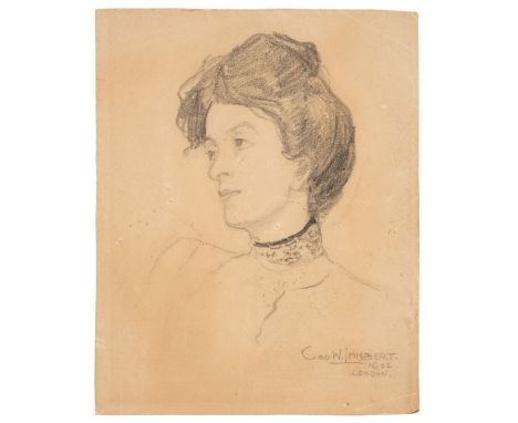 * Lambert (George Washington, 1873-1930). Portrait of a young woman, 1902, pencil on paper laid on card, head and shoulders p