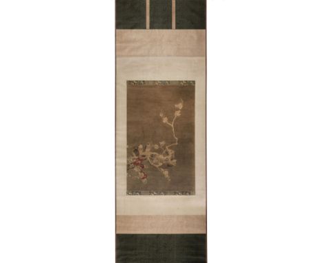 * Chinese School. Snow and Plum Flowers, in the manner of Cui Bai, Song Dynasty, fine pen, ink and watercolour on silk, 650 x