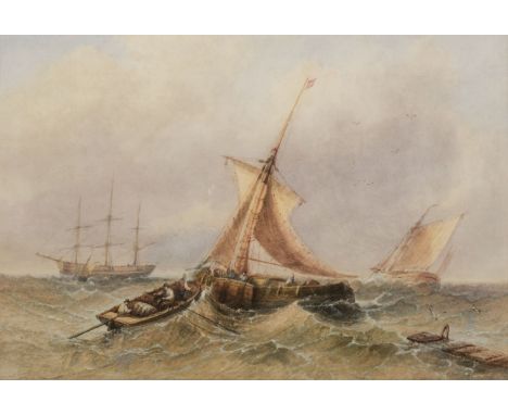 * Paget (Sidney Edward, 1860/61-1908). Boats and Sailing Ship on a Stormy Sea, watercolour with pencil on paper, heightened w