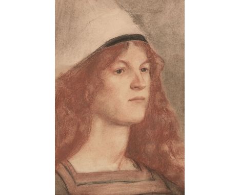 * Collins (B.P., late 19th/early 20th century). Study of a male head, red and black chalks on wove paper, head and shoulders 
