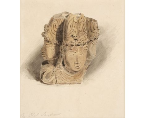 * Landseer (Charles, 1799-1879). Study of an antique sculpture, possibly South-East Asian, circa 1830's-40's, pen, ink and br