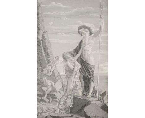 * Harrison (Thomas Erat, 1858-1917). Danaé, Dictys &amp; Perseus, monochrome gouache on paper, depicting Dictys standing on a