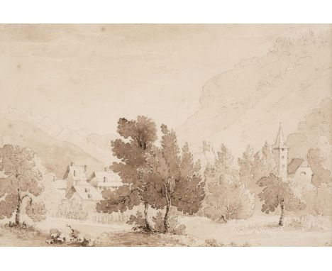 * Legge (Lady Charlotte, 1789-1877). Between Ronco and Arquato, Apennines, pencil and sepia wash, depicting a mountainous lan