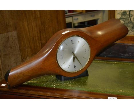 Aeronautica - an aeroplane laminate propeller section, mounted with a clock, 69.5cm wide