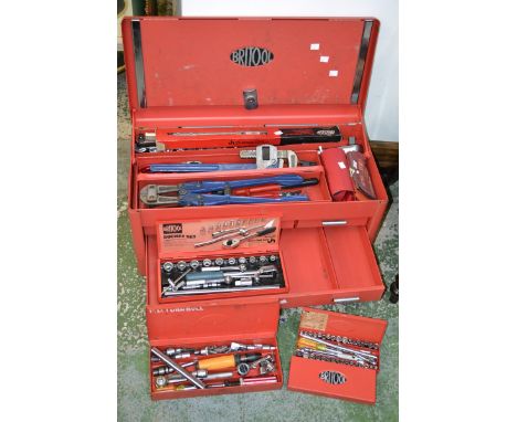 A Britool chest with tools, torque wrench, sets of spanners, etc.