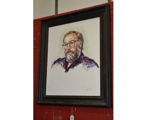 David Griffiths (Welsh, Bn.1939)
Portrait of Hywell Morris, TV Designer 
signed, titled and signed with initials to verso, 60
