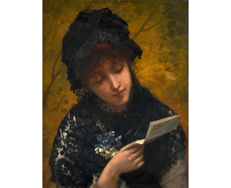 William Oliver (1823-1901) The Love Letter Signed and dated 1881, oil on canvas, 44cm by 35cmProvenance: Sutcliffe Galleries,