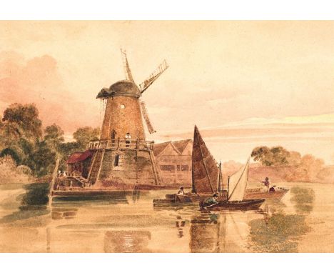 Peter de Wint OWS (1784-1849) "On the Yare" Watercolour, 26.5cm by 38cmProvenance: Dutton Manor, Lancashire   Good even pictu