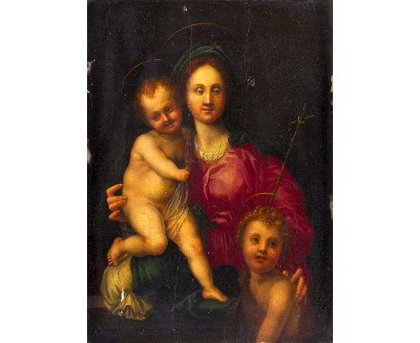 After Jacopo Carucci, called Pontormo (1494-1556) Italian The Madonna and Child with the infant Saint John the Baptist Oil on