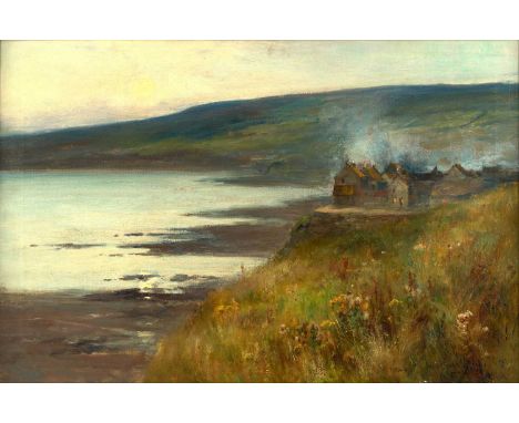 Owen Bowen ROI, PRCamA (1873-1967) A view of a North Yorkshire coastal village, probably Runswick Bay  Signed and dated 1909,