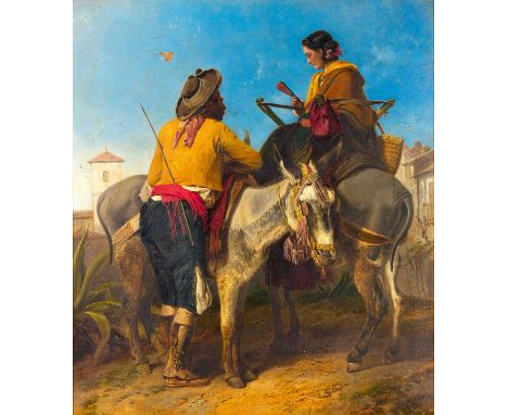 Richard Ansdell RA (1815-1885)  A Spanish Encounter Signed and indistinctly dated 1856/8?, oil on canvas, 60.5cm by 53.5cmPro