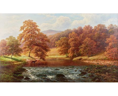 William Mellor (1851-1931)"On the Wharfe, Bolton Woods"Signed, oil on canvas, 44.5cm by 75.5cmWax lined with a secondary loos