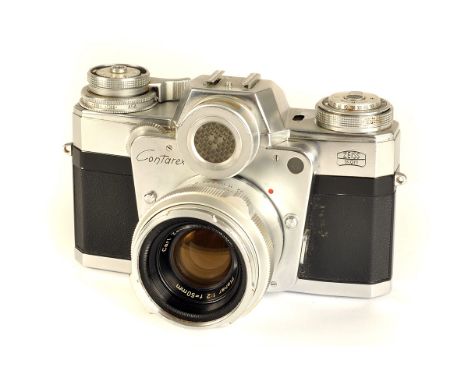 A Zeiss Ikon Contarex I ‘Bullauge’ Bullseye SLR Camera, chrome, serial no. Z-47434, with Carl Zeiss Planar f/2 50mm lens, chr