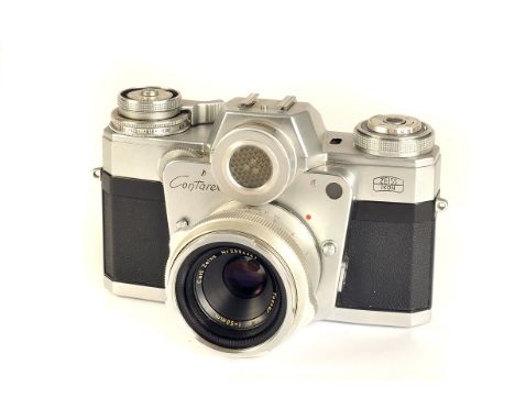 A Zeiss Ikon Contarex I ‘Bullauge’ Bullseye SLR Camera, chrome, serial no. Z-17452, with Carl Zeiss Tessar f/2.8 50mm lens, c