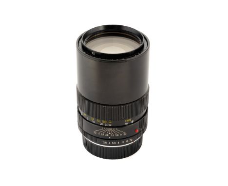 A Leitz Elmarit-R f/2.8 135mm Lens, black, serial no. 2771345, body, G-VG, elements, G, some light internal haze and light cl