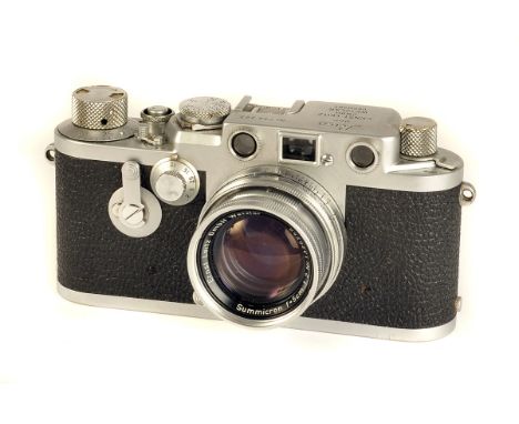 A Leica IIIf Delay Rangefinder Camera, red dial, chrome, serial no. 794323, with Leitz Summicron f/2 50mm lens, chrome, seria