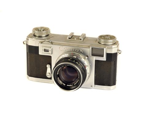 A Zeiss Ikon Contax IIa Type 2 Rangefinder Camera, colour dial, chrome, serial no. B91027, with Nikon Nikkor-H f/2 50mm lens,