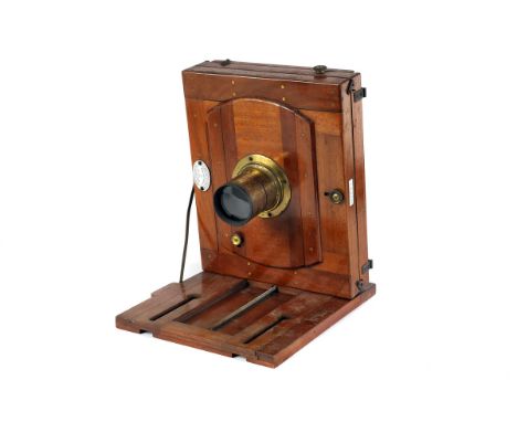 An Early J. Lancaster Instantograph Mahogany Camera, 6x8”, circa. 1880, with Ross 8x5” Doublet Waterhouse stop brass lens, se