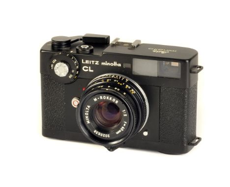 A Leica ‘Leitz’ Minolta CL Rangefinder Camera, black, serial no. 1036677, with Minolta M-Rokkor f/2 50mm lens, black, serial 