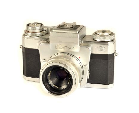 A Zeiss Ikon Contarex Special SLR Camera, waist level finder, chrome, serial no. U-24865, with Carl Zeiss Tessar f/2.8 50mm l