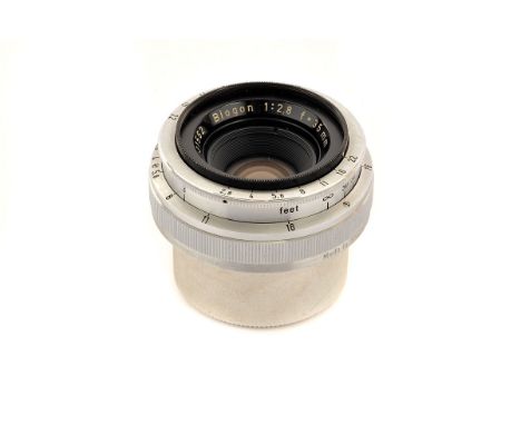 A Zeiss-Opton Biogon T f/2.8 35mm Lens, chrome, serial no. 1131562, body, VG, elements, G, some light internal haze and light