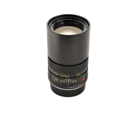 A Leitz Elmar-R f/4 180mm Lens, black, serial no. 2922321, body, G, elements, VG, some very light internal haze