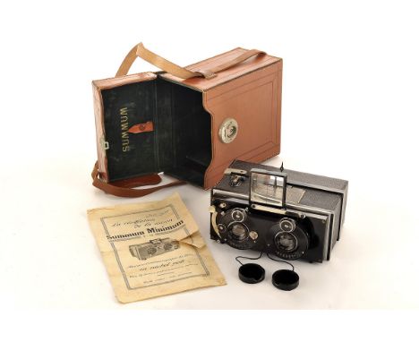 A Leullier Louis Summum Stereo Camera, serial no. 359, 6x13cm, with Boyer Freres Saphir f/4.5 85mm lenses, serial nos. 17767 