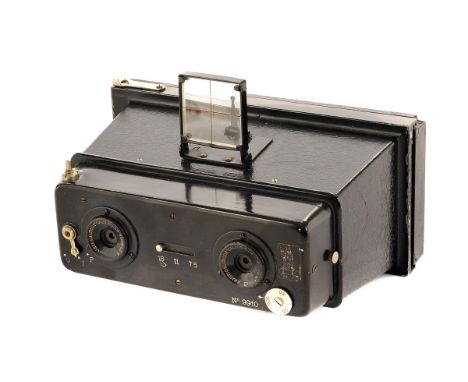 A Gallus Stereo Jumelle No.0 Camera, 6x13cm, serial no. 9910, with Gallus Anastigmatique f/7.5 lenses, serial nos. 9500 / 961