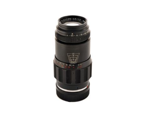 A Leitz Tele-Elmar f/4 135mm Lens, black, serial no. 2084061, body, VG, elements, VG, some light internal haze, with maker’s 