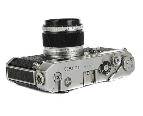 Canon L1 Camera, chrome body with an f/2.8 50mm lens