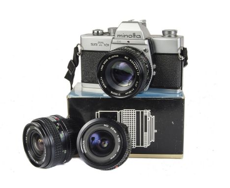Minolta SRT Camera and Lenses: an f/2.8 28mm, f/1.7 50mm and f/2.8 135 Rokkor MD lenses with an SRT 101 body (a lot)