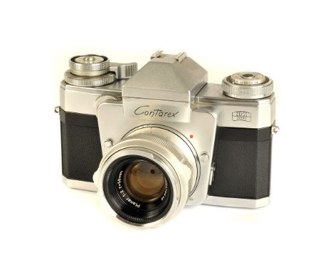 A Zeiss Ikon Contarex Special SLR Camera, plain prism, chrome, serial no. U-24651, with Carl Zeiss Planar f/2 50mm lens, chro