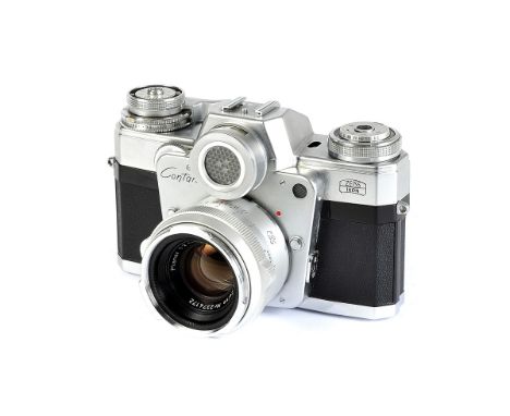 A Zeiss Ikon Contarex I ‘Bullauge’ Bullseye SLR Camera, chrome, serial no. T88829, with Carl Zeiss Planar f/2 5mm lens, chrom