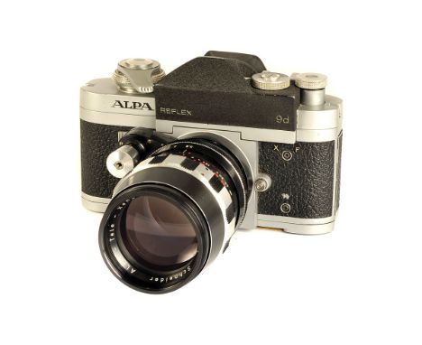 A Pignons Alpa 9d SLR Camera, chrome, serial no. 48288, with Schneider Alpa-Tele-Xenar f/3.5 135mm lens, black, serial no. 78