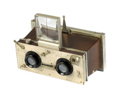 A Gallus Luxus Stereo Camera, nickel with snake skin covering, serial no. 5057, with Gallus Serie III f/4.5 75mm lenes, seria