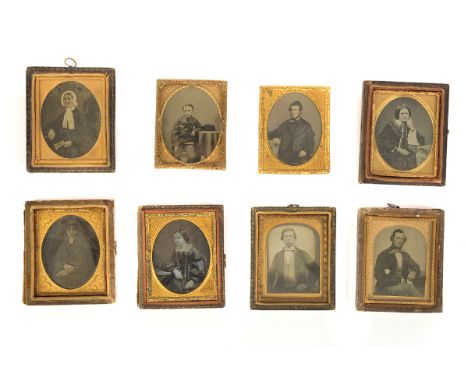 Ninth-plate Portrait Ambrotypes: including men, women and children, full and partly cased (13), loose (2) and empty incomplet