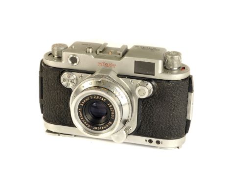 A Berning Robot Royal 36 Camera, chrome, serial no. Z-146171, with Schneider Xenar f/2.8 45mm lens, chrome, serial no. 464780