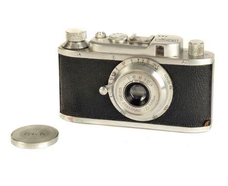 A Riken Gokoku No.1 Camera, chrome, serial no. 2452, with Gokoku Anastigmat f/3.5 50mm lens, chrome, serial no. 10501, body, 