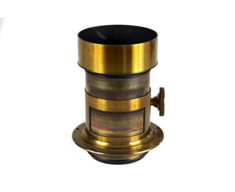 A C. Burr No.3 Portrait Petzval Waterhouse Stop Brass Lens, serial no. 3, body, VG, rack seized, elements, VG-E