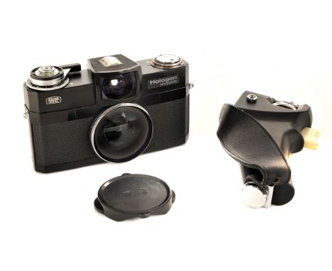 A Zeiss Ikon Hologon Ultrawide Camera, black, serial no. P75739, with Carl Zeuss Hologon f/8 15mm lens, serial no. 4814630, b