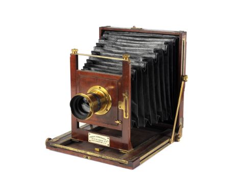 A London Stereoscopic Co. Whole Plate Field Camera, 6¼x8¼, with London Stereoscopic Co. Rapid Rectilinear f/8 9x7” brass lens