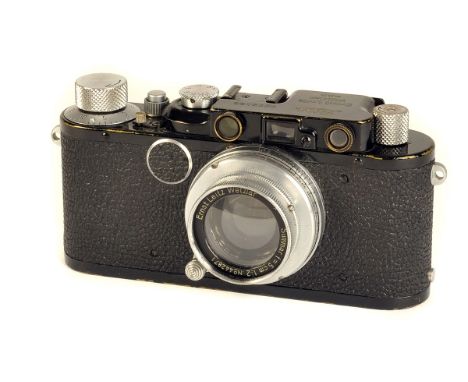 A Leica II Rangefinder Camera, up-graded from Model I, black, serial no. 35408, with Leitz Summar f/2 50mm lens, chrome, seri