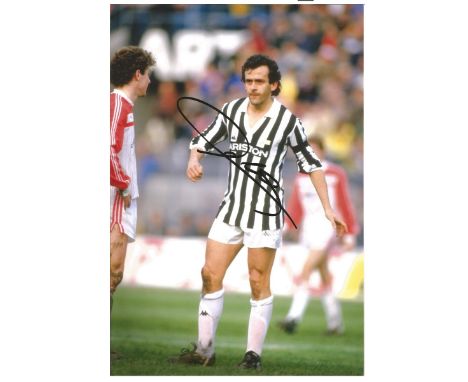 Michel Platini Juventus Signed 12 x 8 inch football photo. Supplied from stock of www.sportsignings.com the in person Sport a