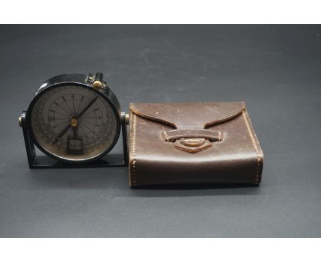 A vintage Cooke, Troughton &amp; Simms Ltd compass,&nbsp;with 7cm silvered dial, in leather case.&nbsp; 