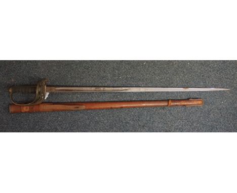 A George V Army Medical Corps officer's sword and leather scabbard.  IN-HOUSE SHIPPING IS NOT AVAILABLE ON THIS ITEM. 