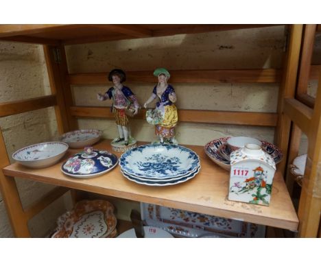 A small collection of Worcester first period porcelain; together with two further 18th century English porcelain saucers; a R