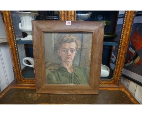 E E Houghton, head and shoulders portrait of a lady, signed and dated 1944, oil on canvas, 35 x 30cm; together with another s
