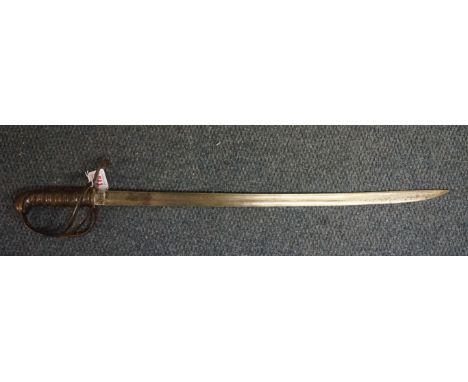 An antique French three bar hilt cavalry sword, with 63cm blade, no scabbard. IIN HOUSE SHIPPING IS NOT AVAILABLE ON THIS ITE